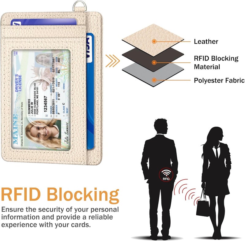 Yonlevres Credit Card Holder for Women, Slim RFID Wallet Front Pocket Small Card Holder, Travel Card Case ID Window PU Leather Cute Funny Thin RFID Blocking Card Organizer Gifts Girls Ladies - Image 5